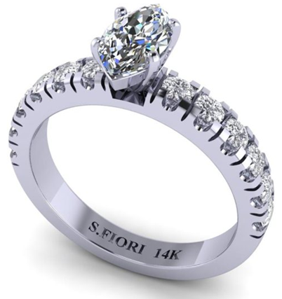 White Gold Marquise-cut White Lab Diamond Ring