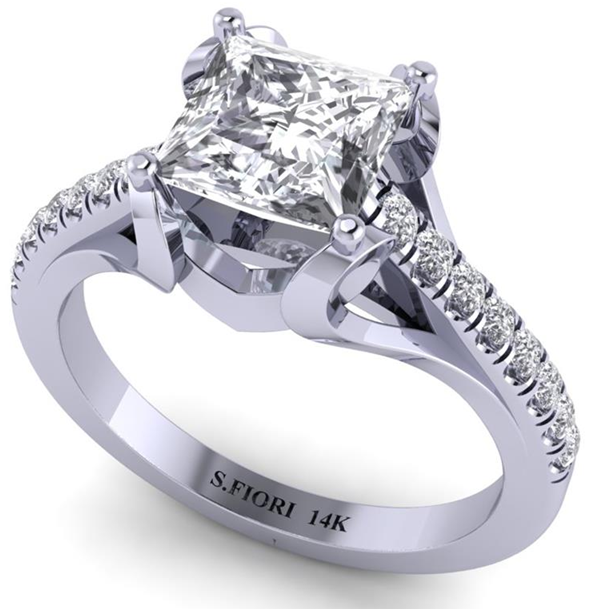 White Gold Princess-cut White Lab Diamond Ring