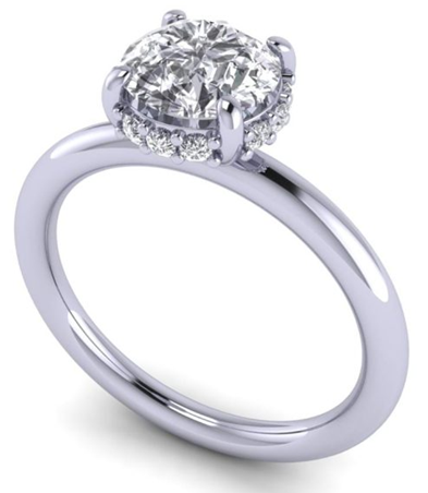 White Gold Round-shaped Hidden Halo White Diamond Ring