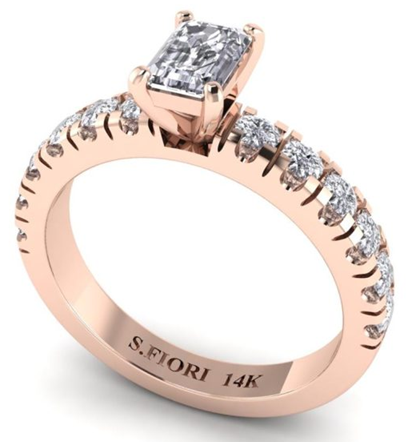 Rose Gold Emerald-cut White Diamond Ring