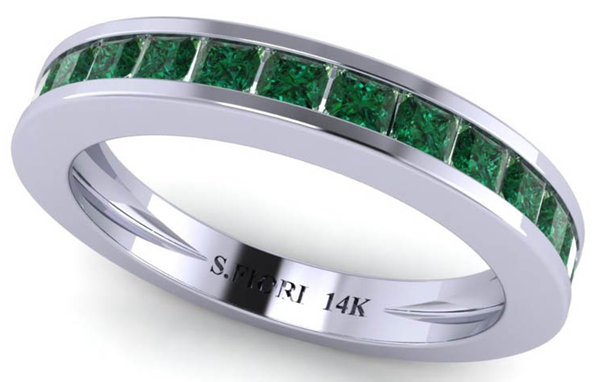 White Gold Green Sapphire Victoria Band