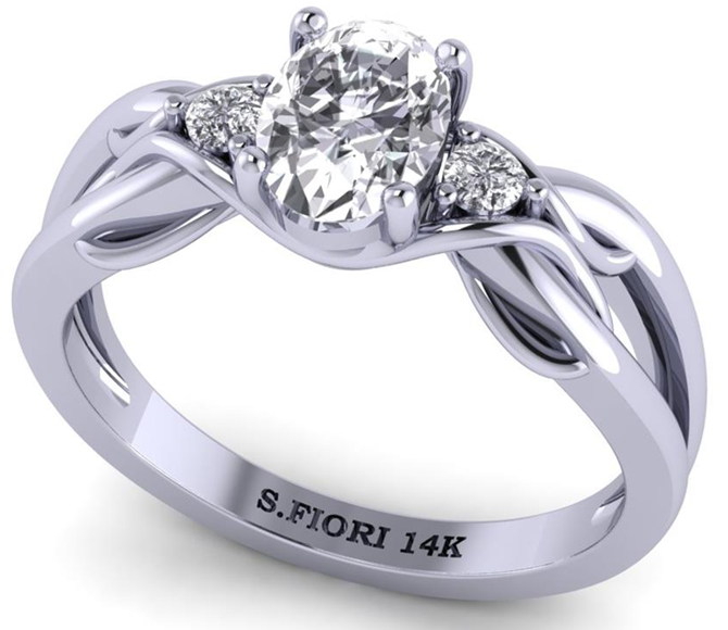 White Gold Oval-cut White Lab Diamond Ring