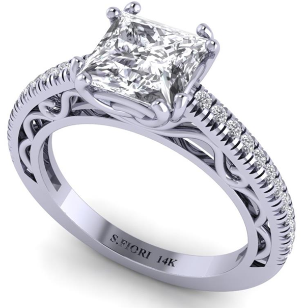 White Gold Princess-cut White Diamond Ring