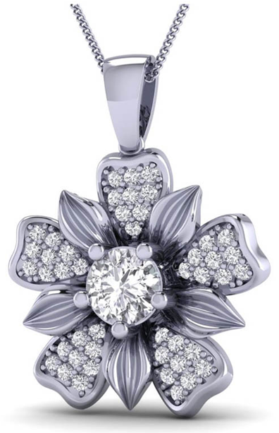 White Gold Round-cut White Diamond Pendant