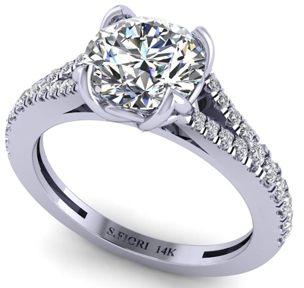 White Gold Round-cut White Lab Diamond Ring