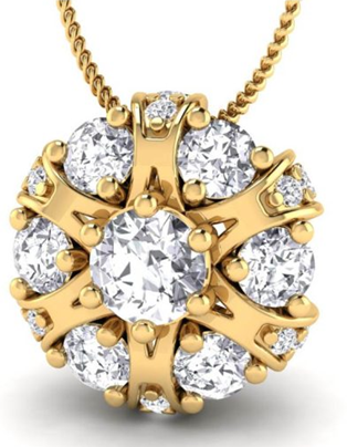 Yellow Gold Round-cut White Diamond Pendant