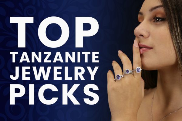 A model showcasing Sophia Fiori’s top Tanzanite jewelry picks. Brilliant blue-violet gemstones paired with white diamonds create timeless luxury and modern style.